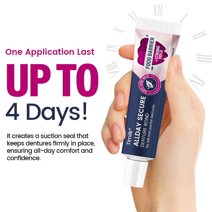 Timilk® Цялодневен Сигурен Залепващ Крем за Протези