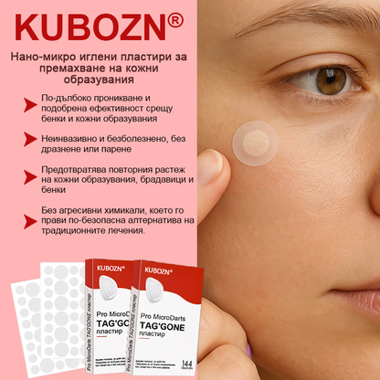 KUBOZN® Нано-микроиглени пластири за премахване на кожни етикети