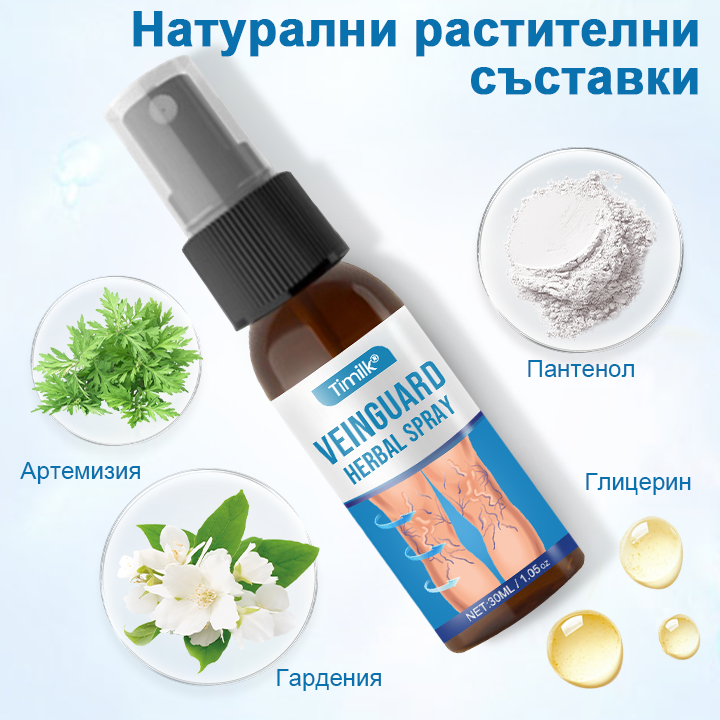 Timilk® VeinGuard – Билков спрей за разширени вени с доказана ефективност след 7 дни!🌿
