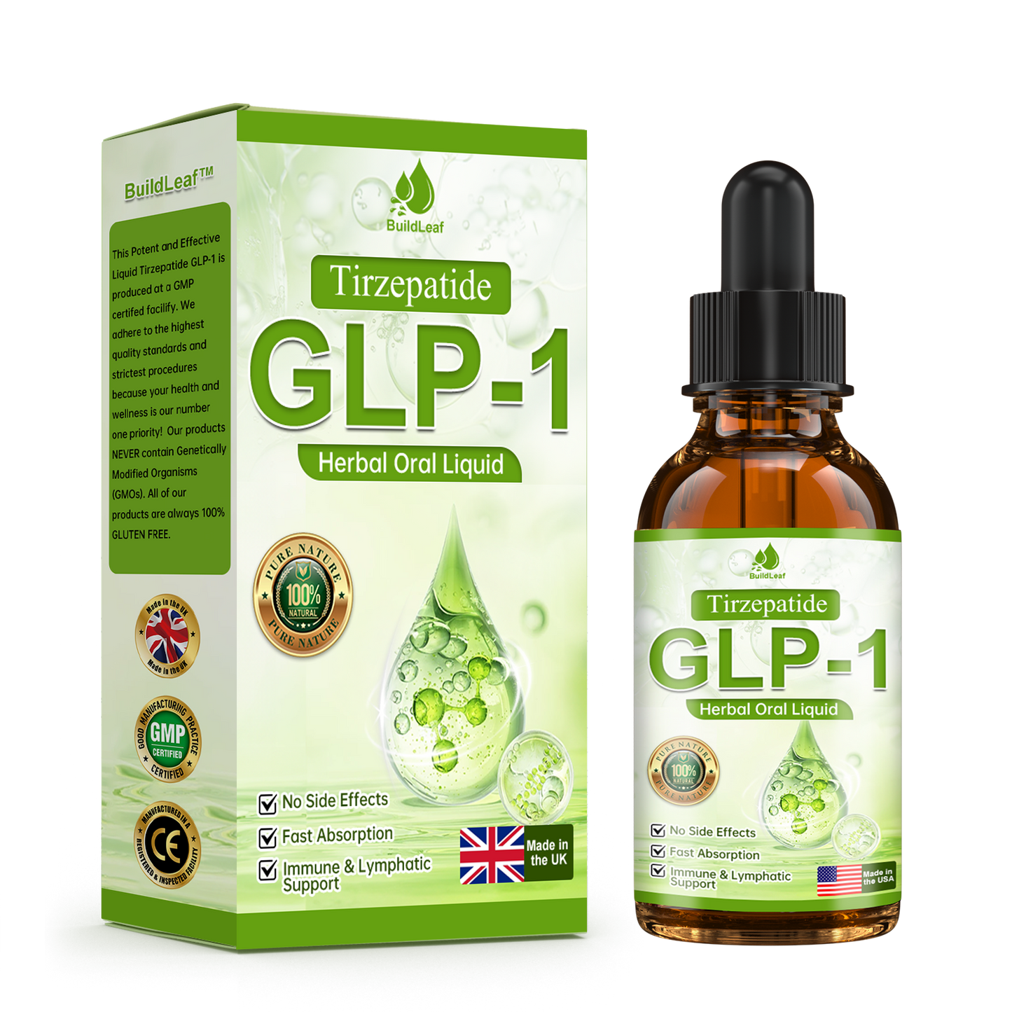 Препоръчано от клиниката Майо | Официален магазин | BuildLeaf®Tirzepatide GLP-1 Moringa Slimming & Health Boost капки (Фет бърнър с хранителен клас - Разработен от Обществото за затлъстяване)