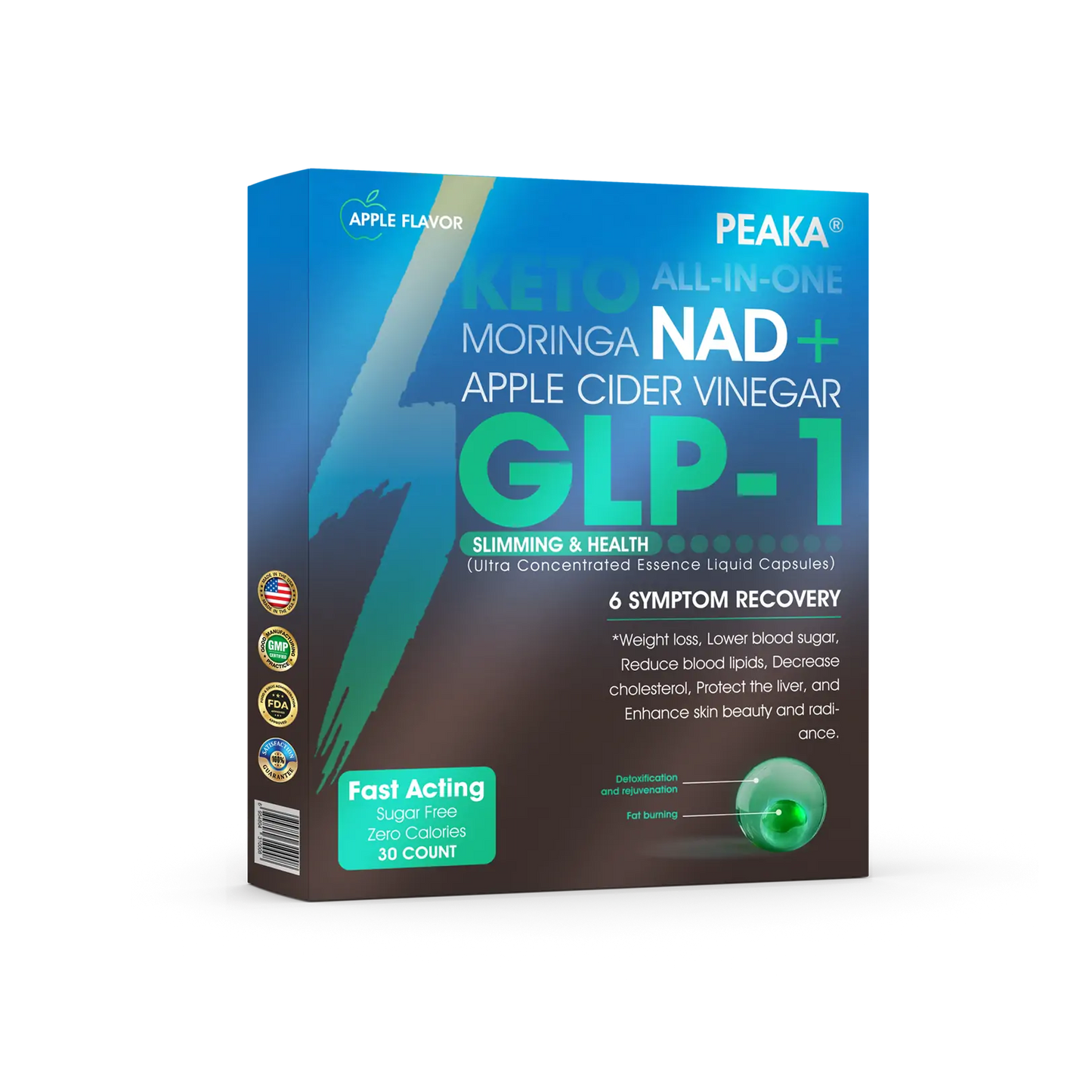 Официален оторизиран магазин PEAKA® GLP-1 Slimming & Health Ultra Concentrated Essence Liquid Pearls - NAD+ Moringa & ACV & Keto BHB